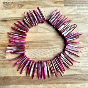 Crafting shell spike beads tinted pink tones 13” strand jewelry making